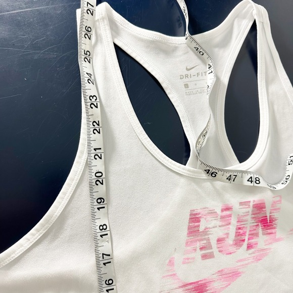Nike Dri-Fit Run Logo Print Racerback Tank Top White‎ Pink Large Athletic - Picture 6 of 7